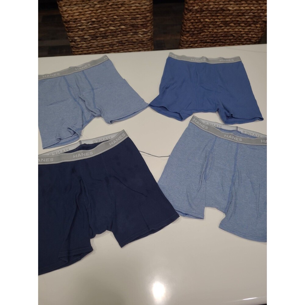 Set Of 4 Hanes boxer Brief Short Blue Size Medium Used B26